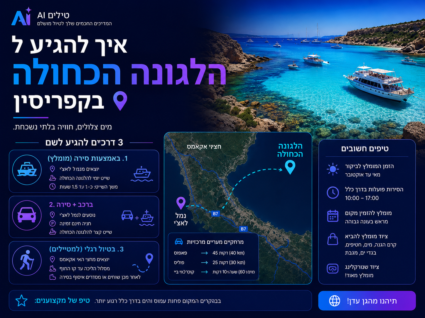 איך מגיעים ללגונה הכחולה בקפריסין